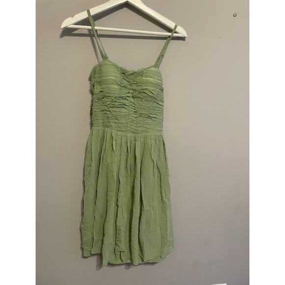 Antonio Melani Green‎ Strapless Dress Size6 Bandage Flowy Delicate 100% Silk - Picture 1 of 6